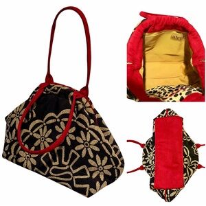 Atenti Kiss-lock Doctors Bag Leopard Print & Crimson Buenos Aires Backstitch